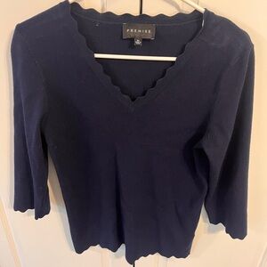 Premise Dark Blue Scalloped Sweater